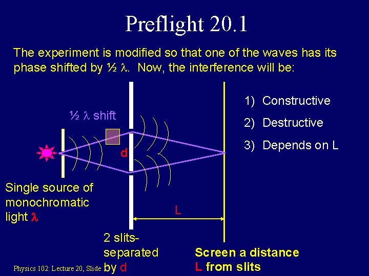 Preflight 20. 1 The experiment is modified so that one of the waves has