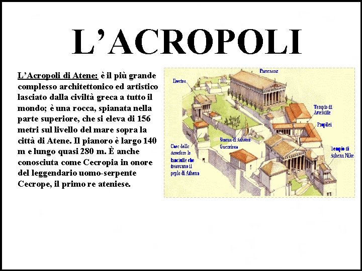 L’ACROPOLI L’Acropoli di Atene: è il più grande complesso architettonico ed artistico lasciato dalla