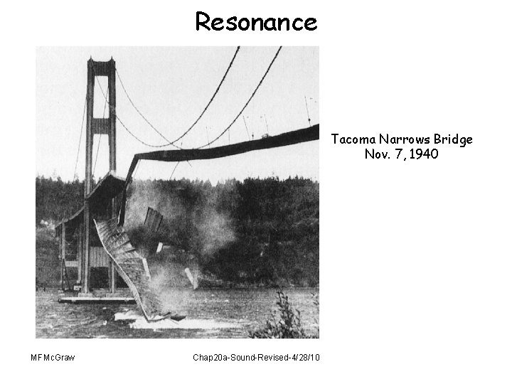 Resonance Tacoma Narrows Bridge Nov. 7, 1940 MFMc. Graw Chap 20 a-Sound-Revised-4/28/10 