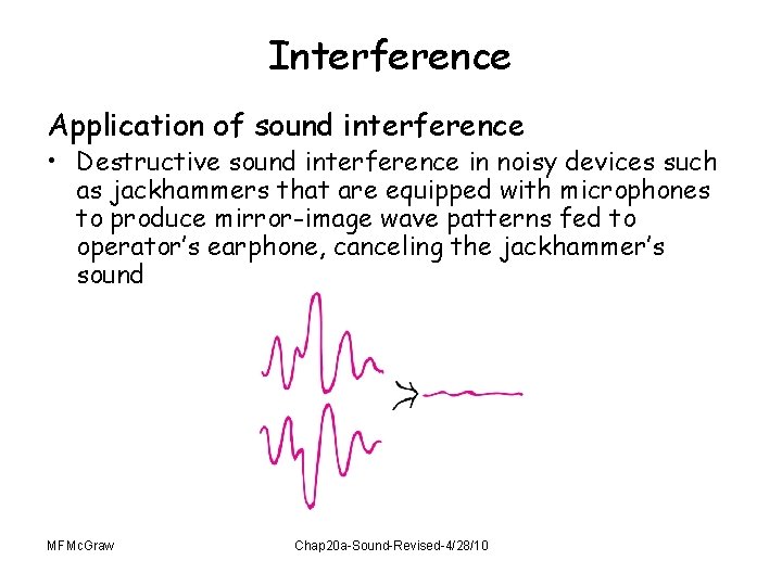 Interference Application of sound interference • Destructive sound interference in noisy devices such as Interference Application of sound interference • Destructive sound interference in noisy devices such as