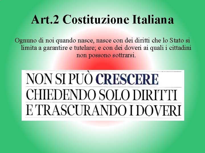 Art. 2 Costituzione Italiana Ognuno di noi quando nasce, nasce con dei diritti che