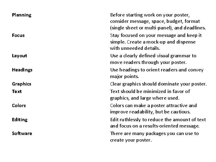 Focus Layout Planning Focus Layout Headings Graphics Text Colors Editing
