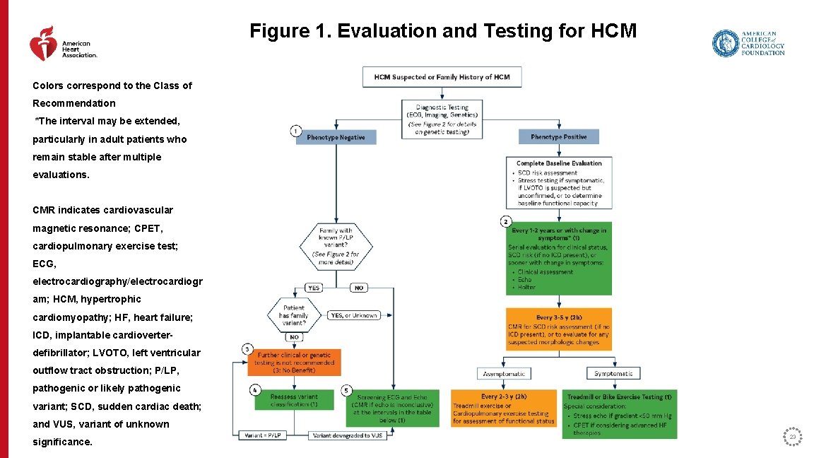 Figure 1. Evaluation and Testing for HCM Colors correspond to the Class of Recommendation