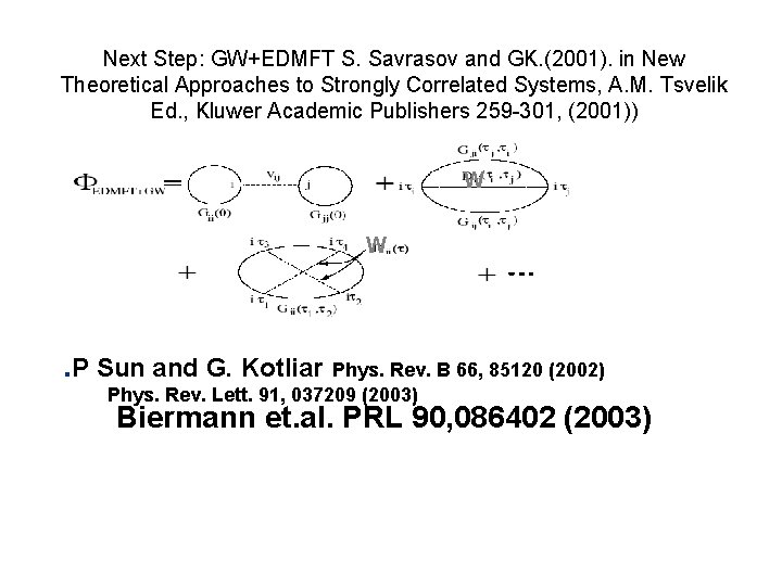 Next Step: GW+EDMFT S. Savrasov and GK. (2001). in New Theoretical Approaches to Strongly