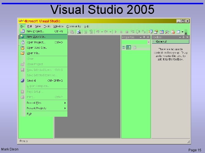Visual Studio 2005 Mark Dixon Page 15 