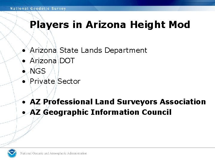 Players in Arizona Height Mod • • Arizona State Lands Department Arizona DOT NGS