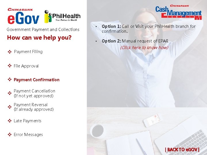 Government Payment and Collections How can we help you? v x. Payment Filing • Government Payment and Collections How can we help you? v x. Payment Filing •