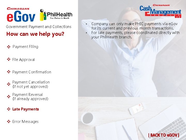 Government Payment and Collections How can we help you? • • Company can only Government Payment and Collections How can we help you? • • Company can only