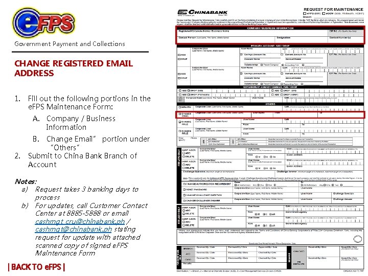 Government Payment and Collections CHANGE REGISTERED EMAIL ADDRESS 1. Fill out the following portions Government Payment and Collections CHANGE REGISTERED EMAIL ADDRESS 1. Fill out the following portions