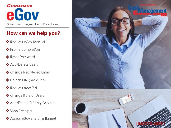 Government Payment and Collections How can we help you? e. Gov Manual v Request Government Payment and Collections How can we help you? e. Gov Manual v Request