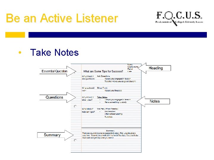 Be an Active Listener • Take Notes 