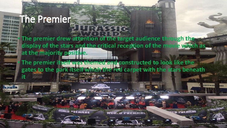 The Premier • The premier drew attention of the target audience through the display