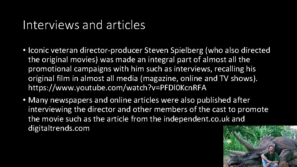 Interviews and articles • Iconic veteran director-producer Steven Spielberg (who also directed the original