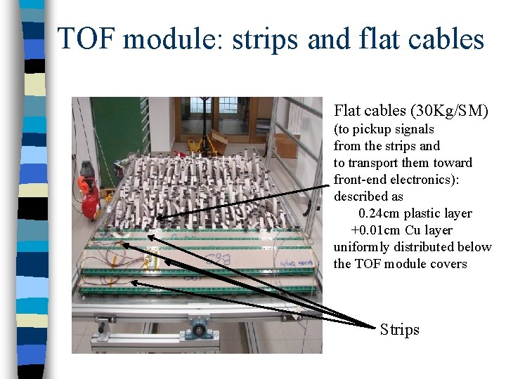 TOF module: strips and flat cables Flat cables (30 Kg/SM) (to pickup signals from