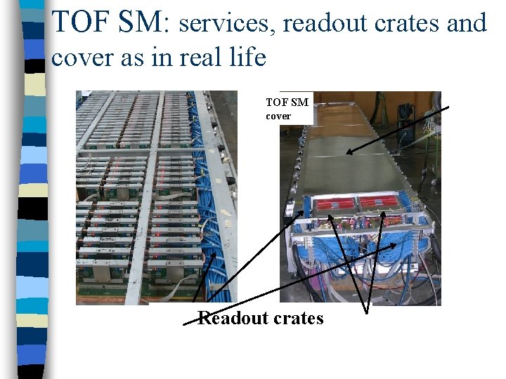 TOF SM: services, readout crates and cover as in real life TOF SM cover