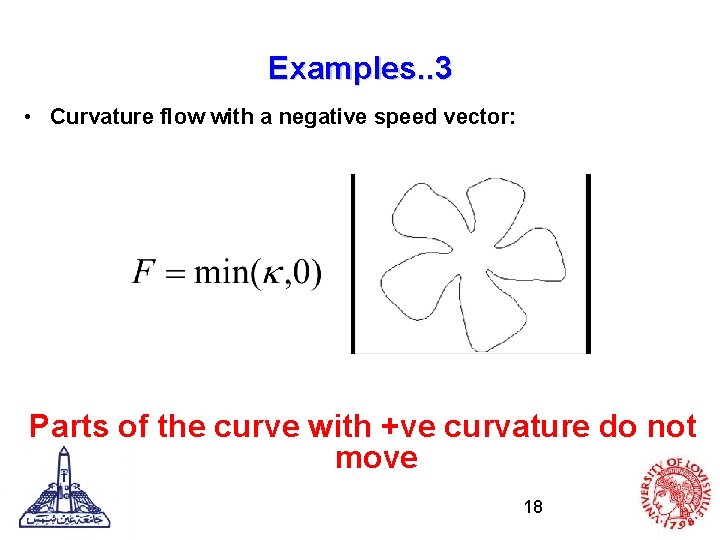 Examples. . 3 • Curvature flow with a negative speed vector: Parts of the