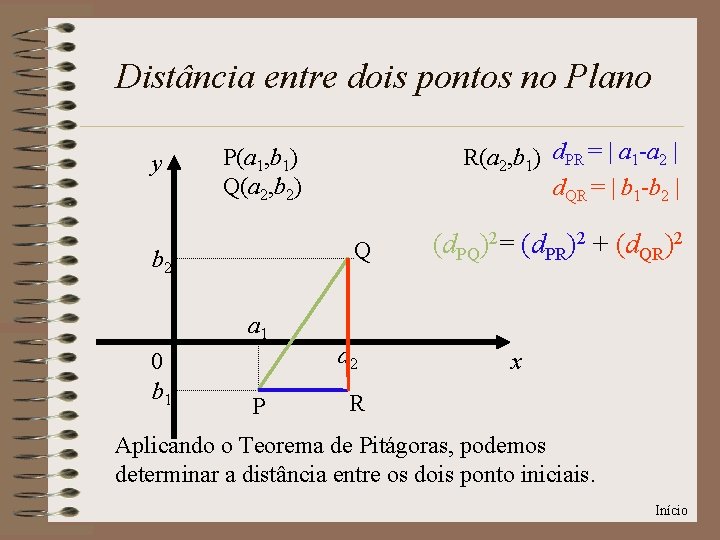 Distância entre dois pontos no Plano y Q b 2 a 1 0 b