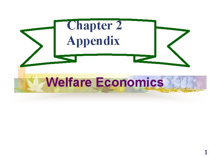 Chapter 2 Appendix Welfare Economics 1 