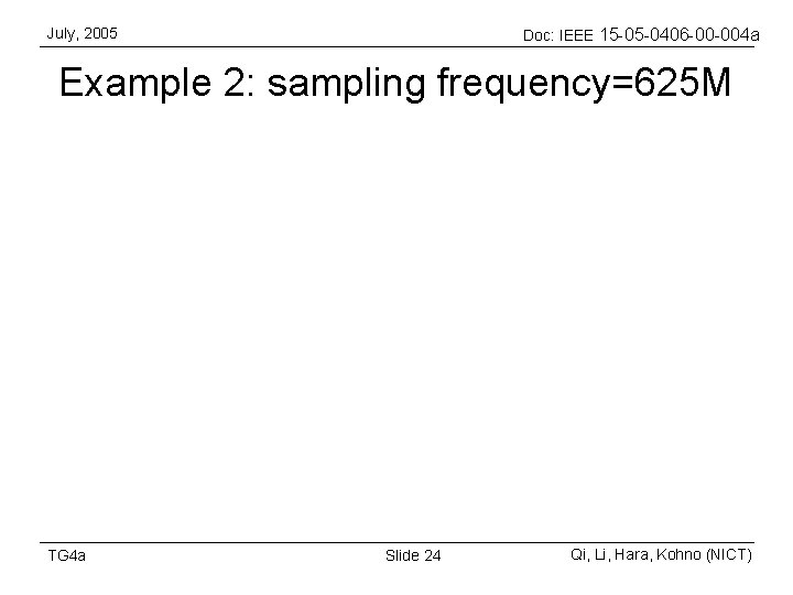 July, 2005 Doc: IEEE 15 -05 -0406 -00 -004 a Example 2: sampling frequency=625