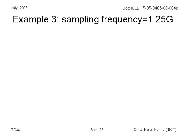 July, 2005 Doc: IEEE 15 -05 -0406 -00 -004 a Example 3: sampling frequency=1.