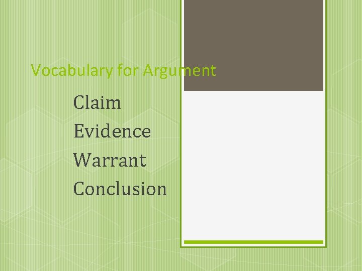 Vocabulary for Argument Claim Evidence Warrant Conclusion 