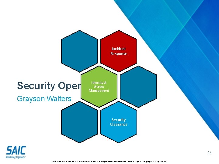 Incident Response Security Operations Identity & Access Management Grayson Walters Security Clearance 24 Use
