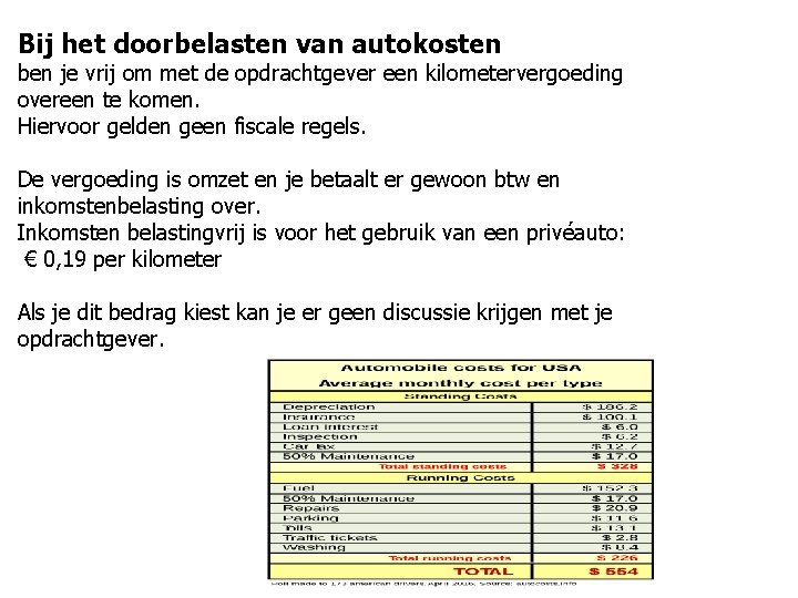 Bij het doorbelasten van autokosten ben je vrij om met de opdrachtgever een kilometervergoeding