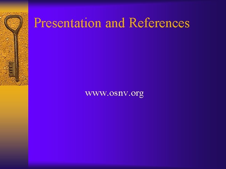 Presentation and References www. osnv. org 