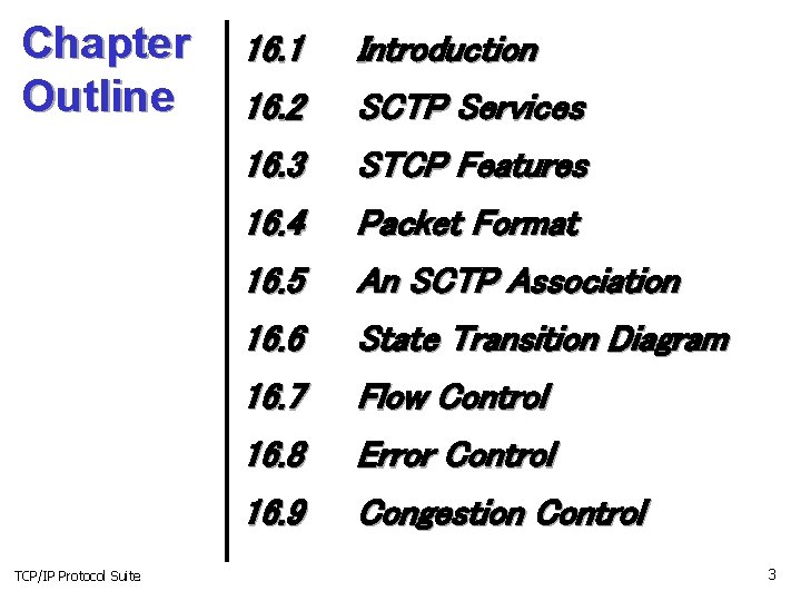 Chapter Outline TCP/IP Protocol Suite 16. 1 Introduction 16. 2 SCTP Services 16. 3