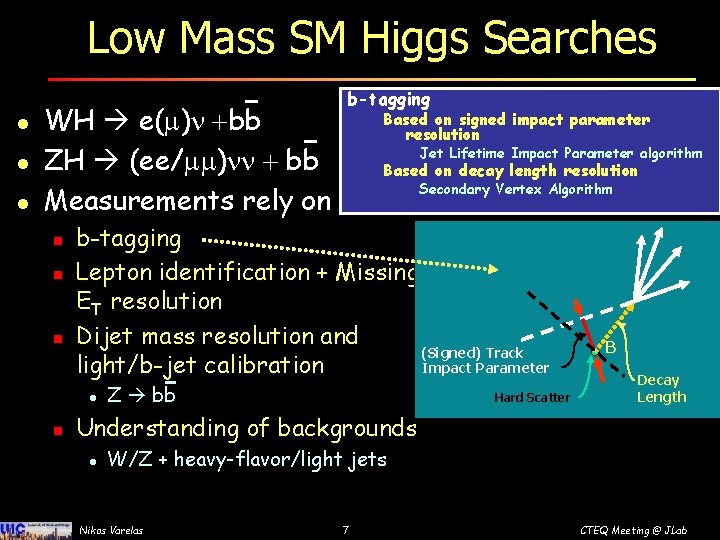 Low Mass SM Higgs Searches l l l WH e(m) +bb ZH (ee/mm) +