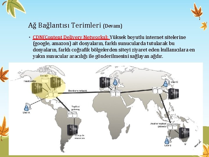 Ağ Bağlantısı Terimleri (Devam) • CDN(Content Delivery Networks): Yüksek boyutlu internet sitelerine (google, amazon)