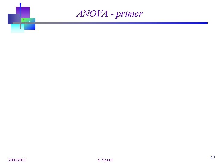 ANOVA - primer 2008/2009 S. Spasić 42 