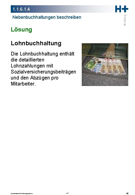 1. 1. 6. 1. 4 Nebenbuchhaltungen beschreiben Lösung Lohnbuchhaltung Die Lohnbuchhaltung enthält die detaillierten