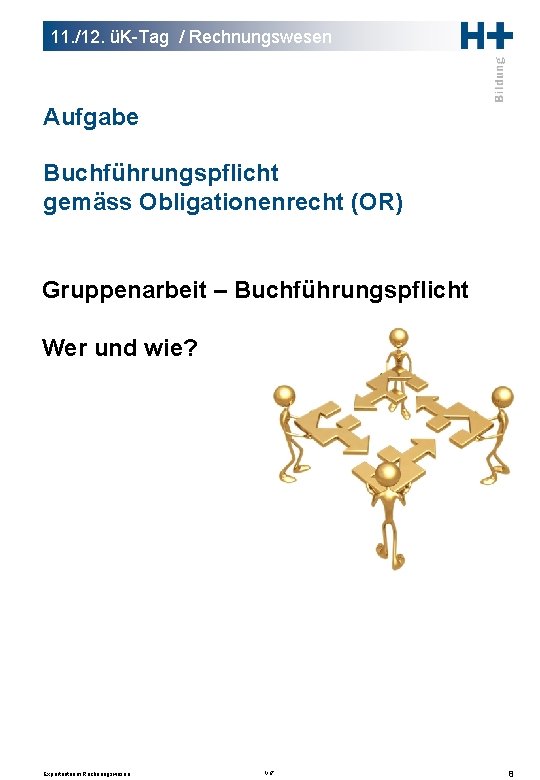 11. /12. üK-Tag / Rechnungswesen Aufgabe Buchführungspflicht gemäss Obligationenrecht (OR) Gruppenarbeit – Buchführungspflicht Wer