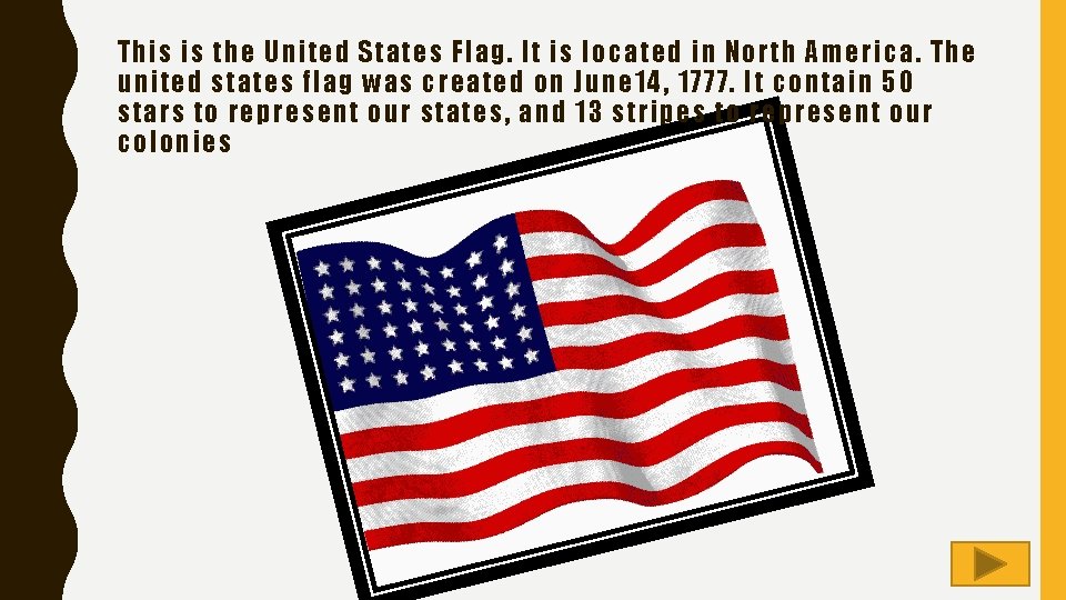 This is the United States Flag. It is located in North America. The united