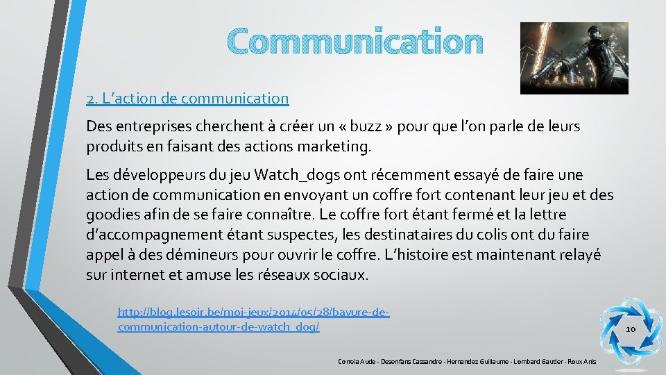 Communication 2. L’action de communication Des entreprises cherchent à créer un « buzz »