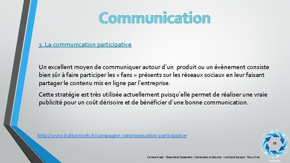 Communication 3. La communication participative Un excellent moyen de communiquer autour d’un produit ou