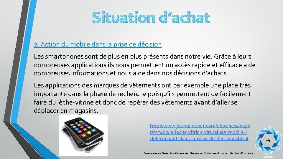 Situation d’achat 2. Action du mobile dans la prise de décision Les smartphones sont