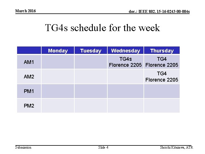 March 2016 doc. : IEEE 802. 15 -16 -0243 -00 -004 s TG 4