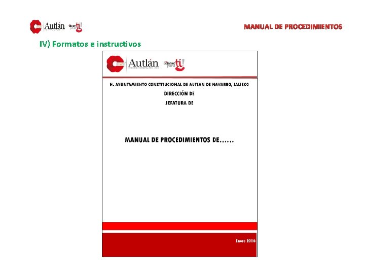 MANUAL DE PROCEDIMIENTOS IV) Formatos e instructivos 