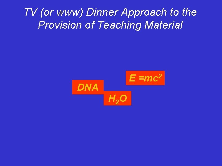 TV (or www) Dinner Approach to the Provision of Teaching Material E =mc 2