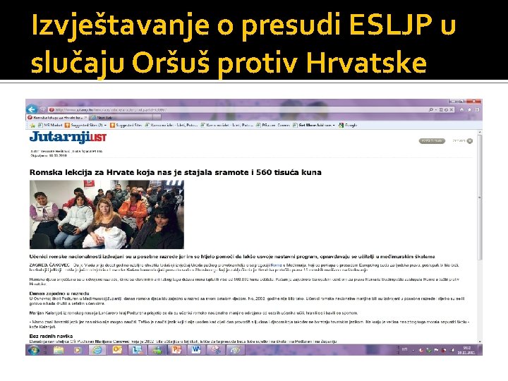 Izvještavanje o presudi ESLJP u slučaju Oršuš protiv Hrvatske 