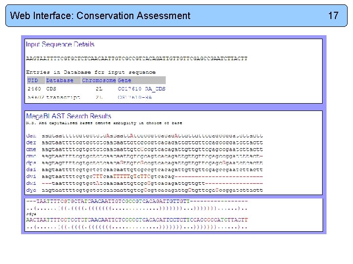 Web Interface: Conservation Assessment 17 