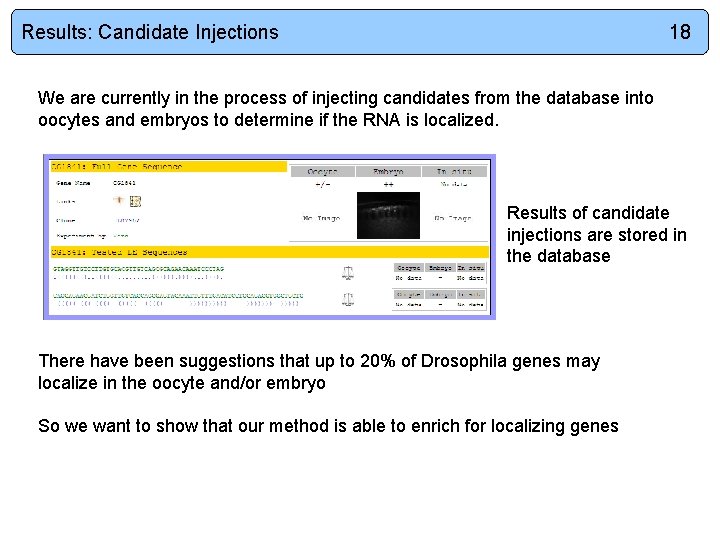Results: Candidate Injections 18 We are currently in the process of injecting candidates from