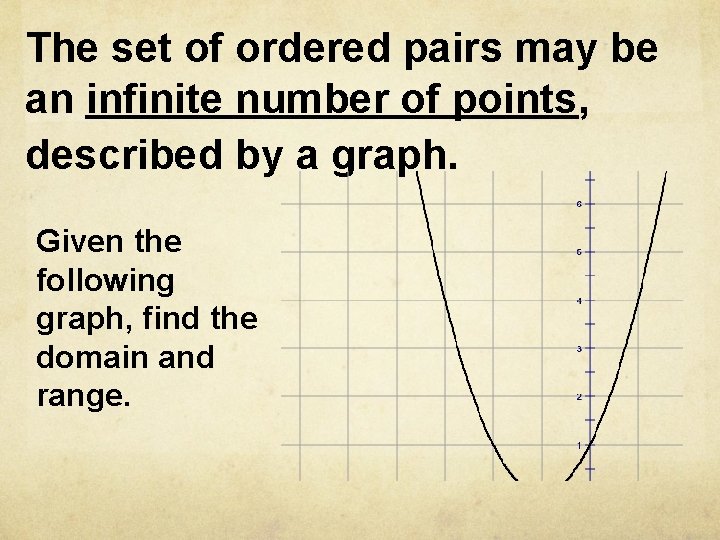 The set of ordered pairs may be an infinite number of points, described by