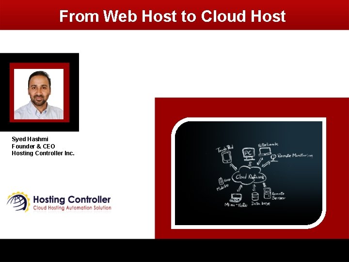 From Web Host to Cloud Host Syed Hashmi Founder & CEO Hosting Controller Inc.