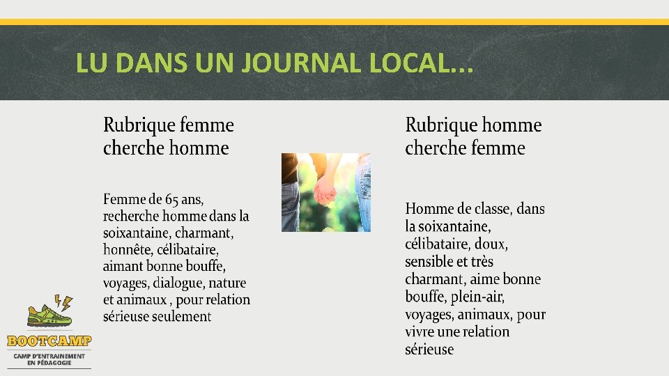 LU DANS UN JOURNAL LOCAL. . . 