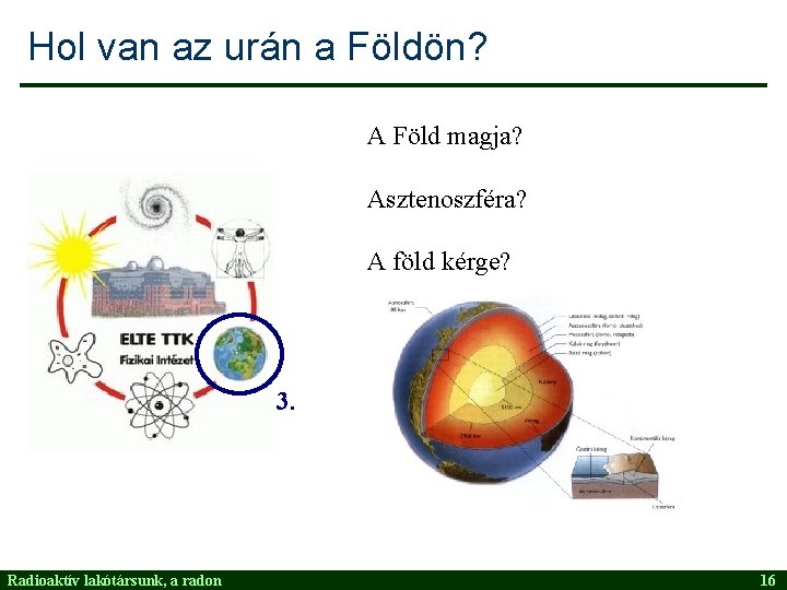 Hol van az urán a Földön? A Föld magja? Asztenoszféra? A föld kérge? 3.