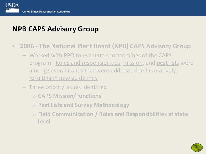 NPB CAPS Advisory Group • 2006 - The National Plant Board (NPB) CAPS Advisory