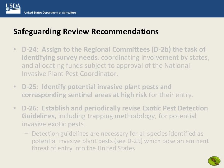 Safeguarding Review Recommendations • D-24: Assign to the Regional Committees (D-2 b) the task